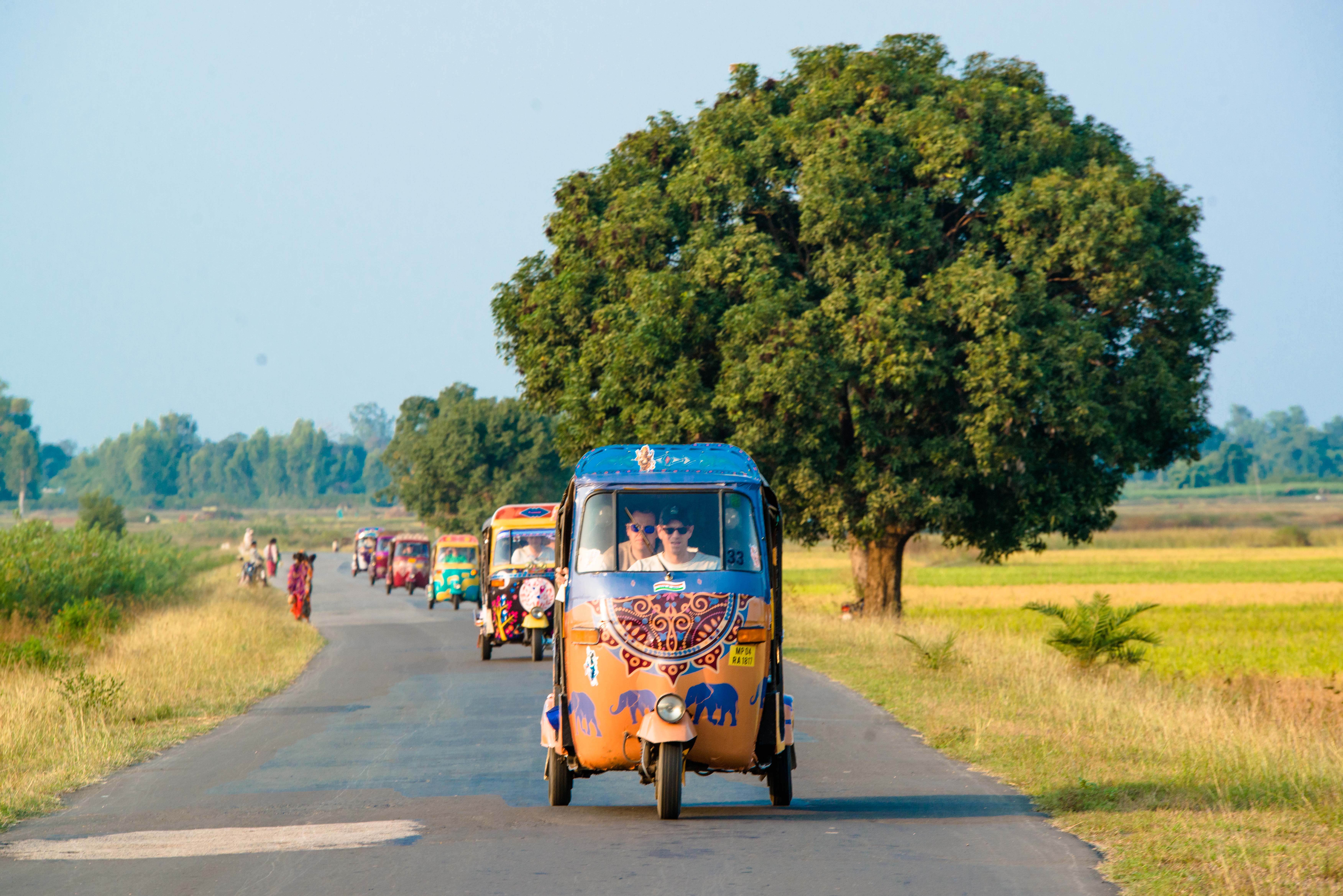 A line of tuk tuks in India